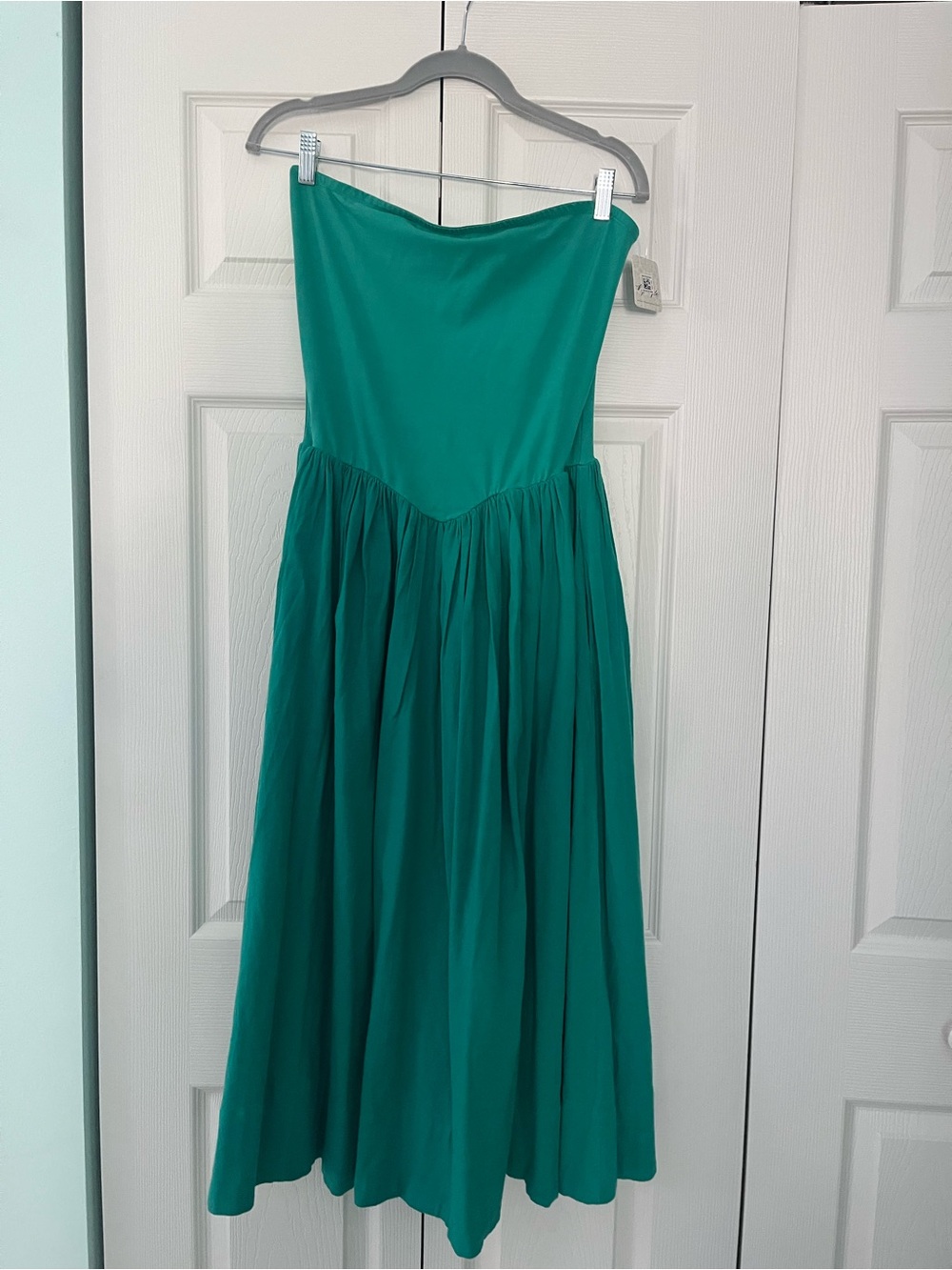Free People Strapless Teal Green Midi Dress